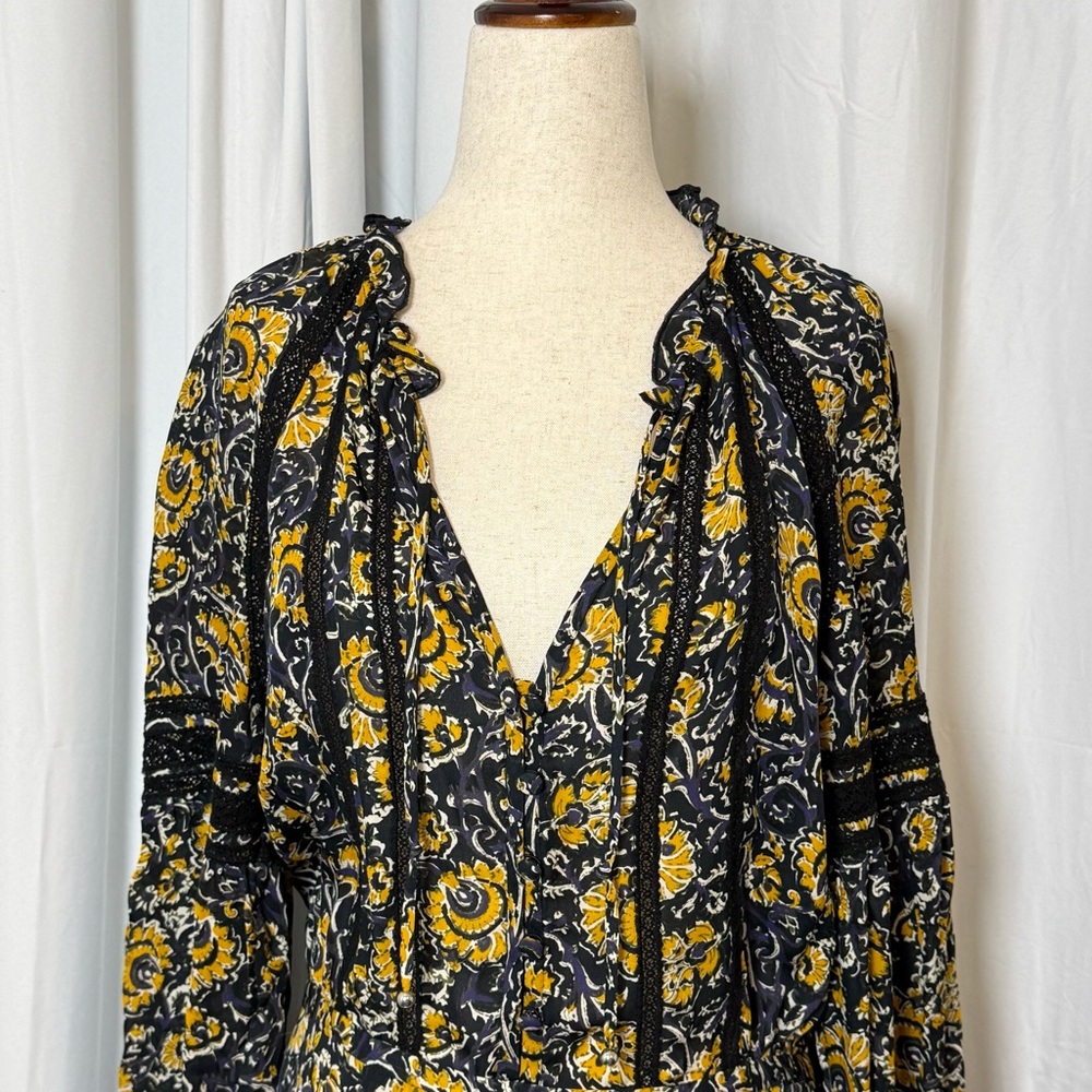 Veronica Beard Ida Silk Floral Mini Dress Ruffle Boho Womens 8 - Picture 7 of 15